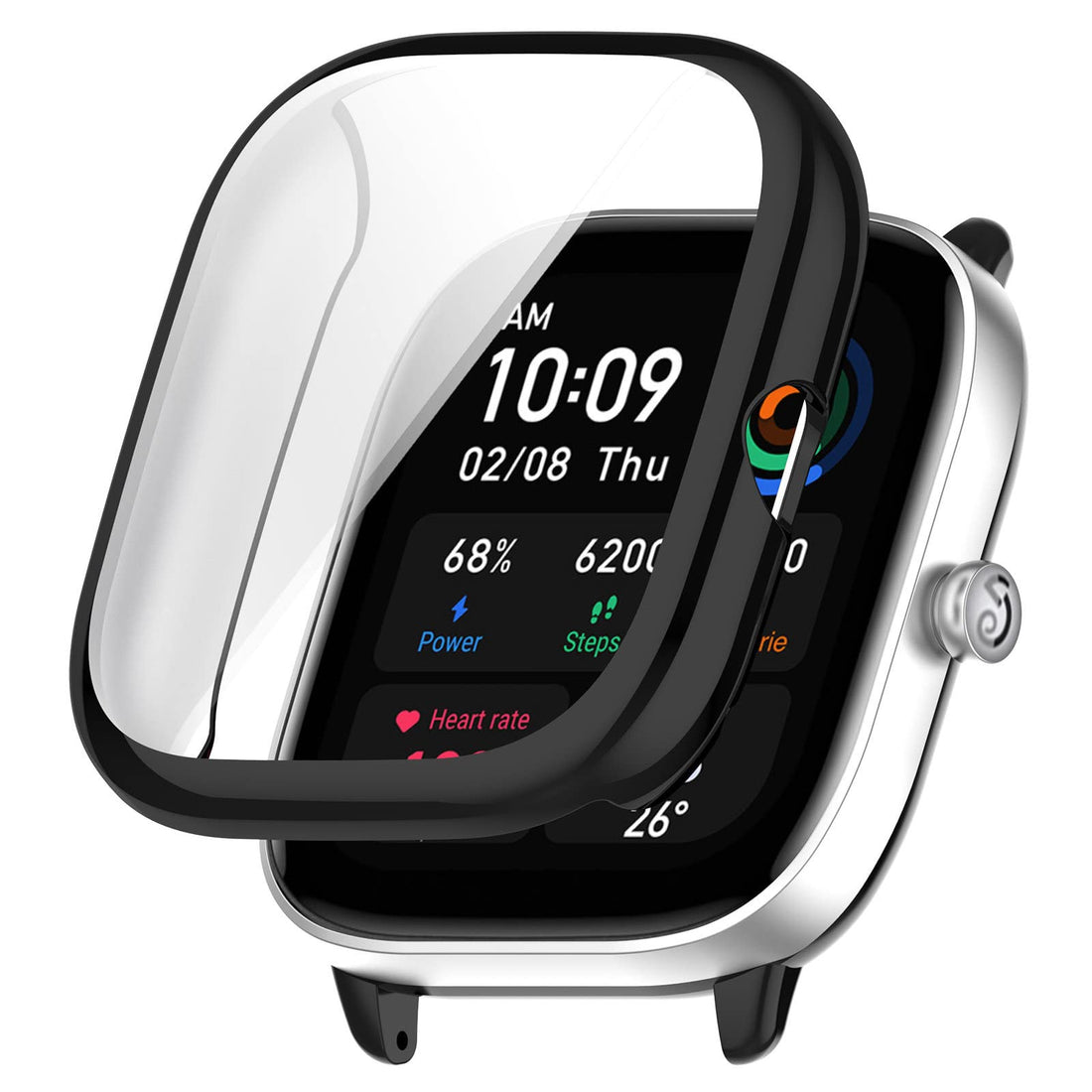 Beauenty Screen Protector Film TPU Case for Amazfit GTS 4 Mini (2022), All-Inclusive Anti-Drop Electroplating Cover (Amazfit GTS 4 Mini, black)