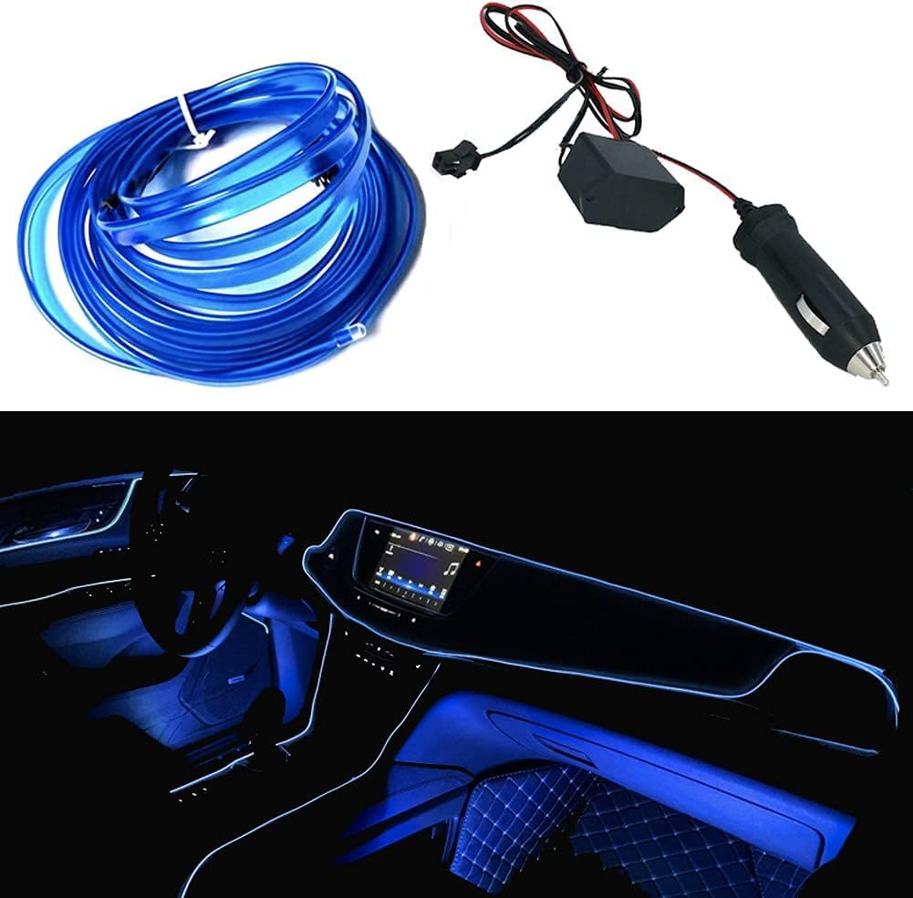 Kaber Misr 2020 LED Flexible Neon Wire for Car Interior or Exterior Decoration Strip Decoration Strip Light Rope LED Strip Car Dashboard - 3M - Blue