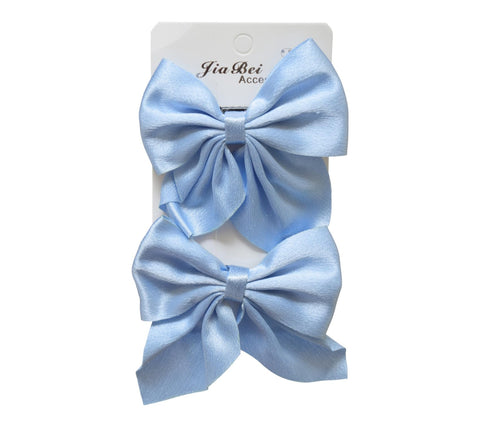 Daphne 2-Piece Girls Bow Hair Clip Set - Light Blue