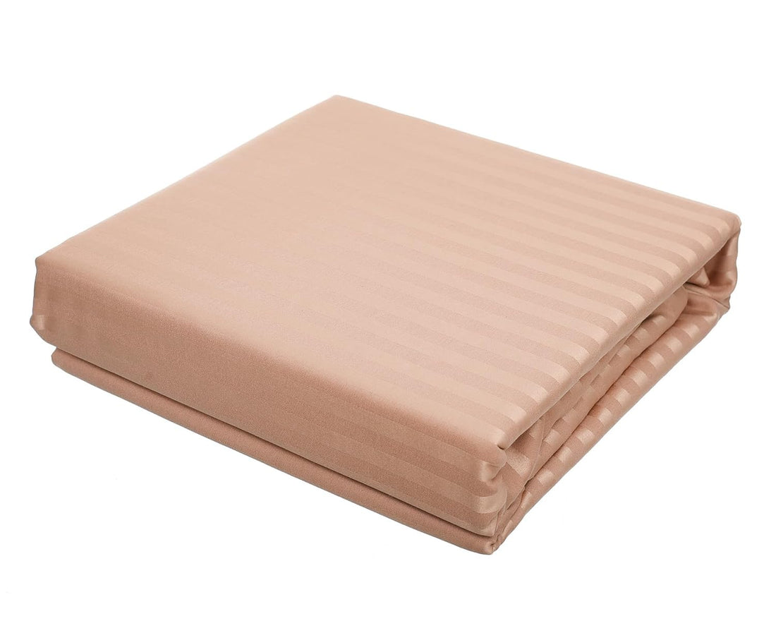 Julia Stripe Sheet and Pillowcase 4-Piece Set, 240 cm × 260 cm Size, Cafe