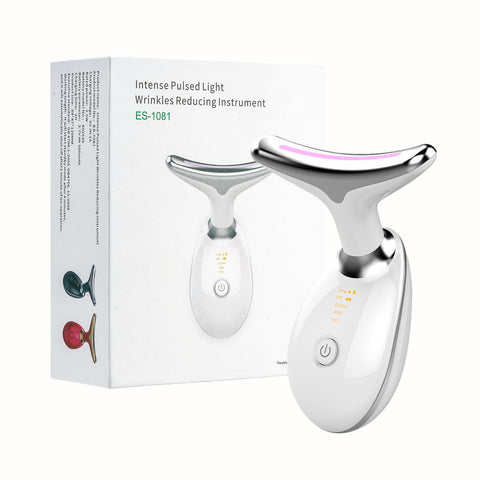 Anti-Wrinkle Neck Face Massager With 7 LED Colors,Facial Sculpting Tool,Skin Rejuvenation Device with Thermal,Triple Action LED and Vibration,for Anti-Aging,Lifting and Tightening