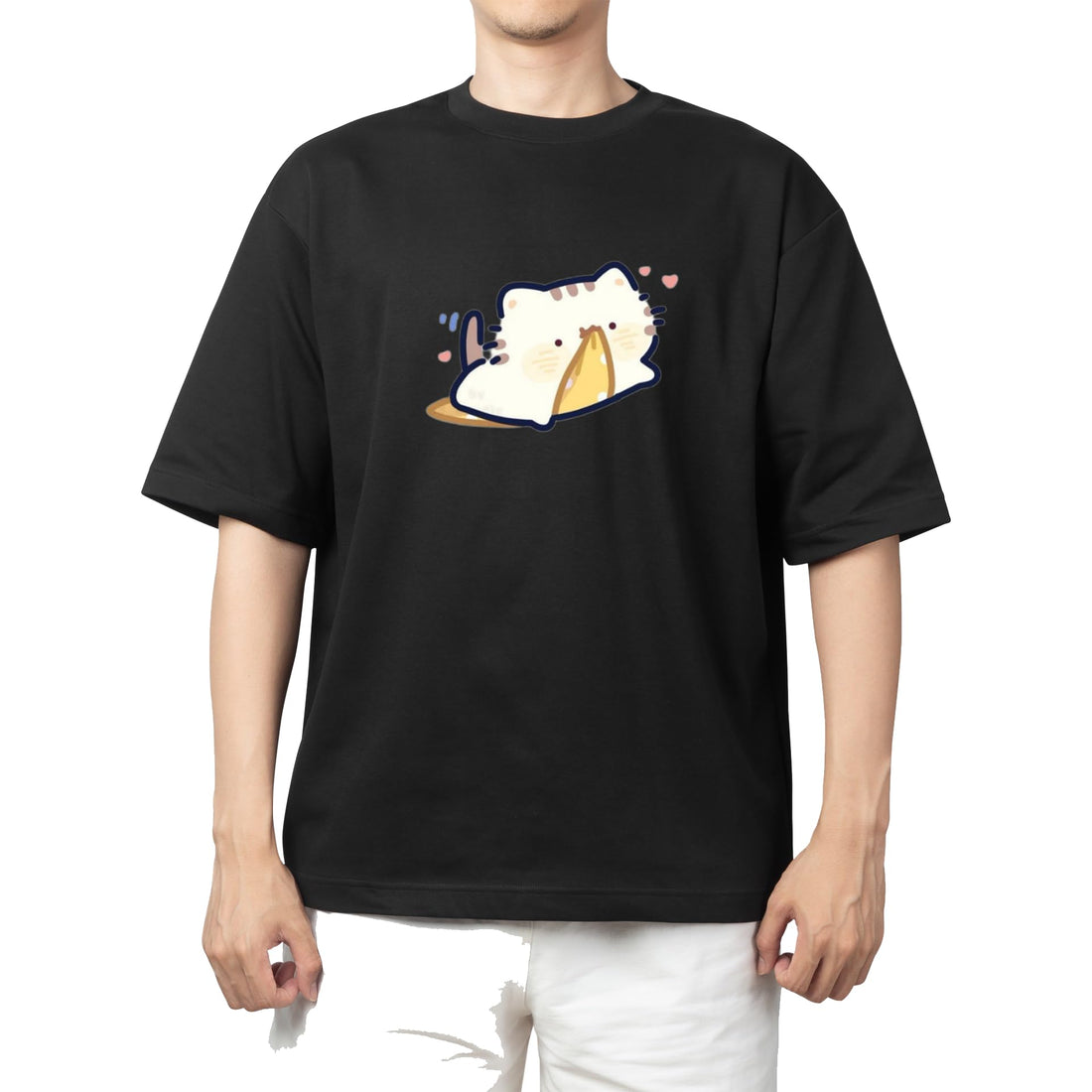 CUTE kawaii kitty cat black t-shirt oversize 114