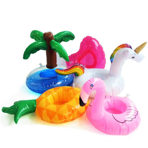 Drink Holder Pool, Mini Inflatable Drink Holder with Repair Patches, Flamingo Unicorn Drink Holder for Beer Bottle, Champagne Glass, Inflatable Floating