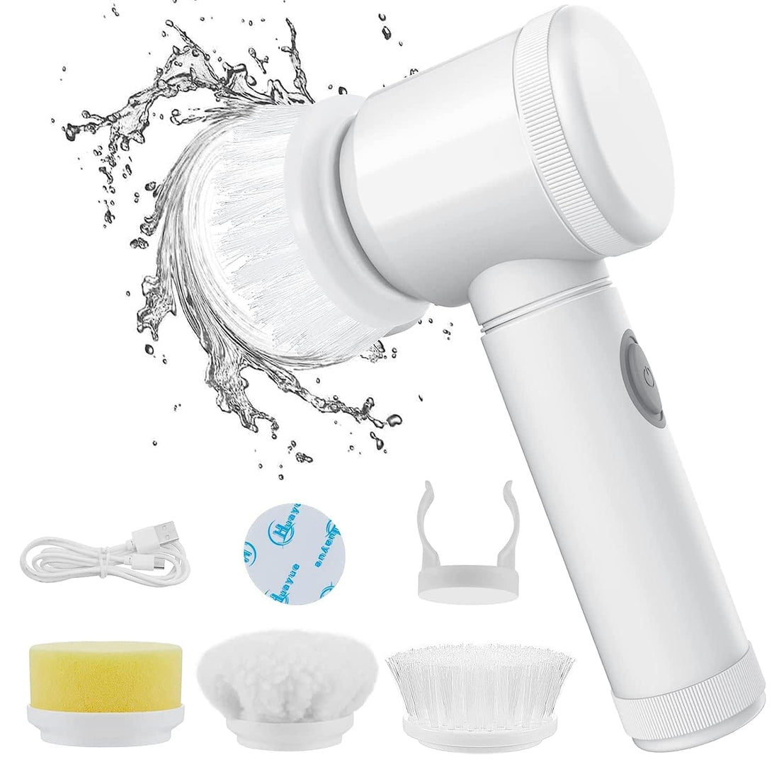 SPAREQUE Multi-Functional Electric Cleaning Brush 5 in 1 Magic Power Scrubber Household Cleaning Tools Spin Scrubber with Buffer Polisher, for Bathroom, Shower, Tub, Kitchen Floor
