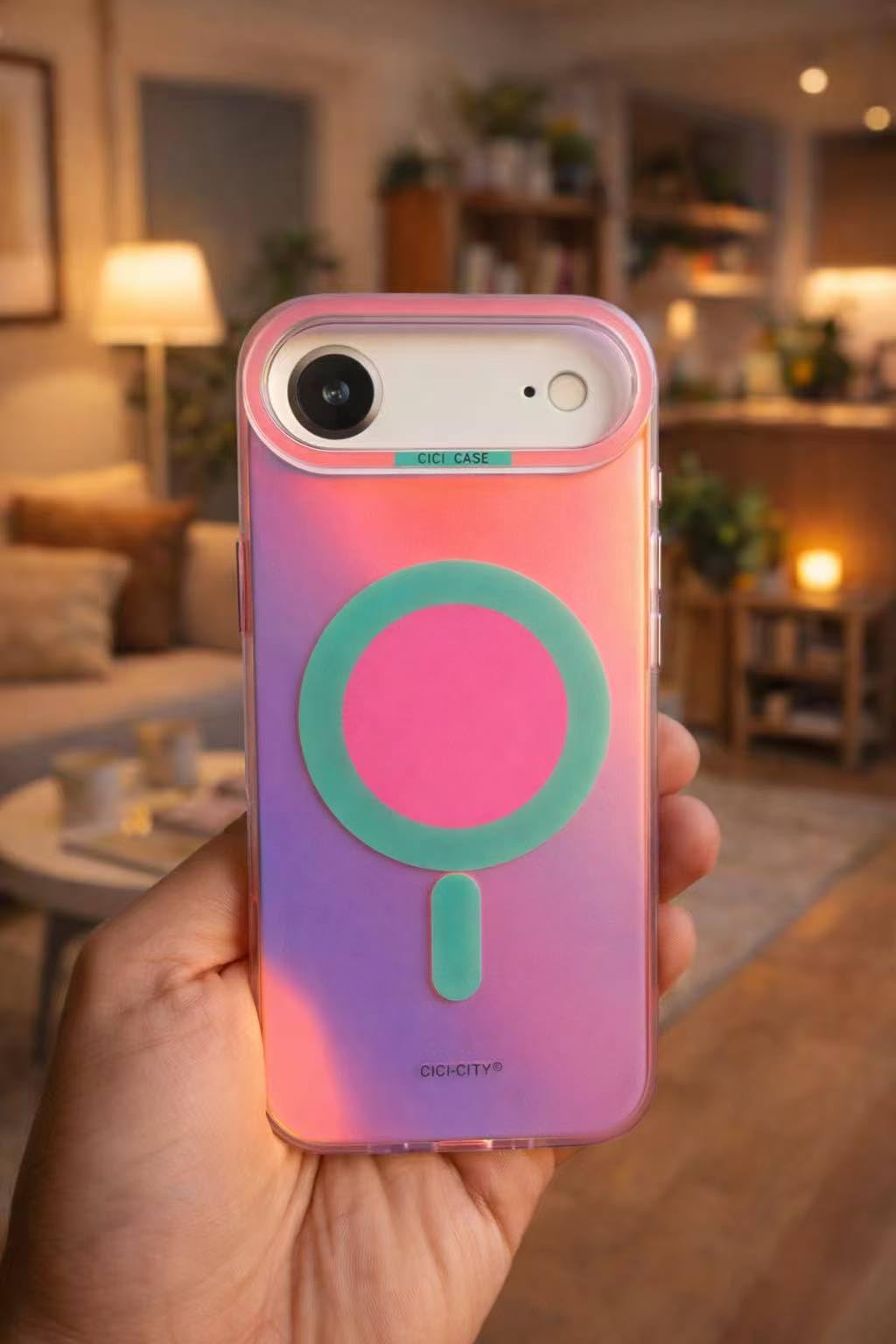 Ecosytem Magnetic Cover for 17 Air, Iridescent Fluorescent Coloured Holographic Case, [Compatible with MagSafe], Camera Protection Gradient Color Aesthetic Hybrid Cover for 17 Air (Desgin 1)