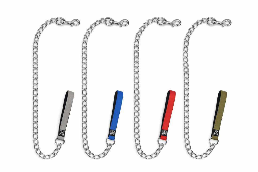 Nunbell Heavy Duty Metal Chain Leash, 5mm, Multi Color Handles (Grey)