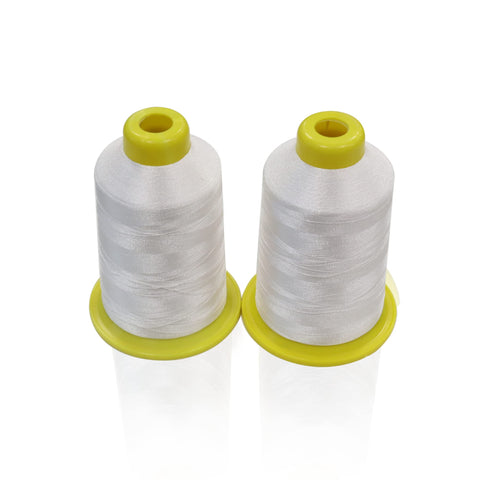 BAi 2 Pieces of White Embroidery Machine Thread - 100% Polyester 5000M Each Spool(10000M in Total) for Embroidery Quilting and Sewing, 40 WT(120D/2)