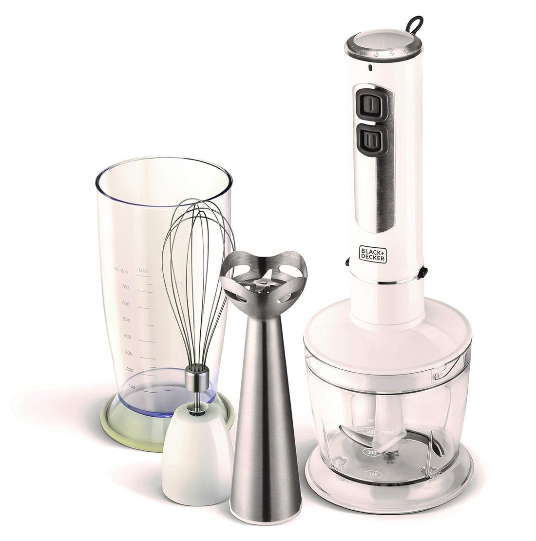 Black & Decker 400W 4 In 1 Blender With Chopper & Whisk, White - Sb4000-B5, Plastic Material