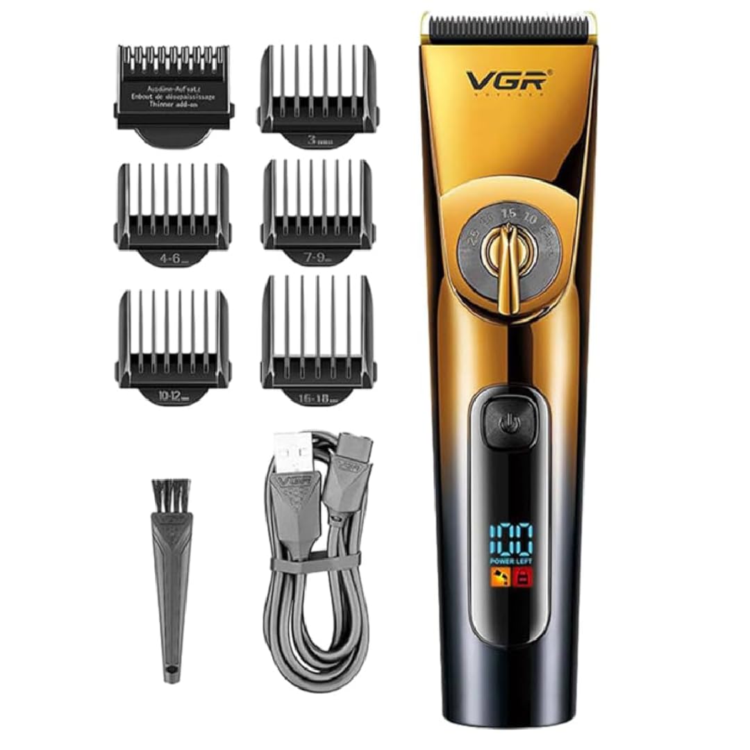 VGR Professional Hair Shaver & Clipper, Precision Grooming with 5 Length Settings, Ceramic & Titanium Blades - Includes 6 Combs and Easy Operation Features, V-663
