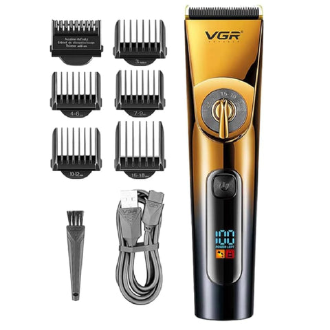 VGR Professional Hair Shaver & Clipper, Precision Grooming with 5 Length Settings, Ceramic & Titanium Blades - Includes 6 Combs and Easy Operation Features, V-663