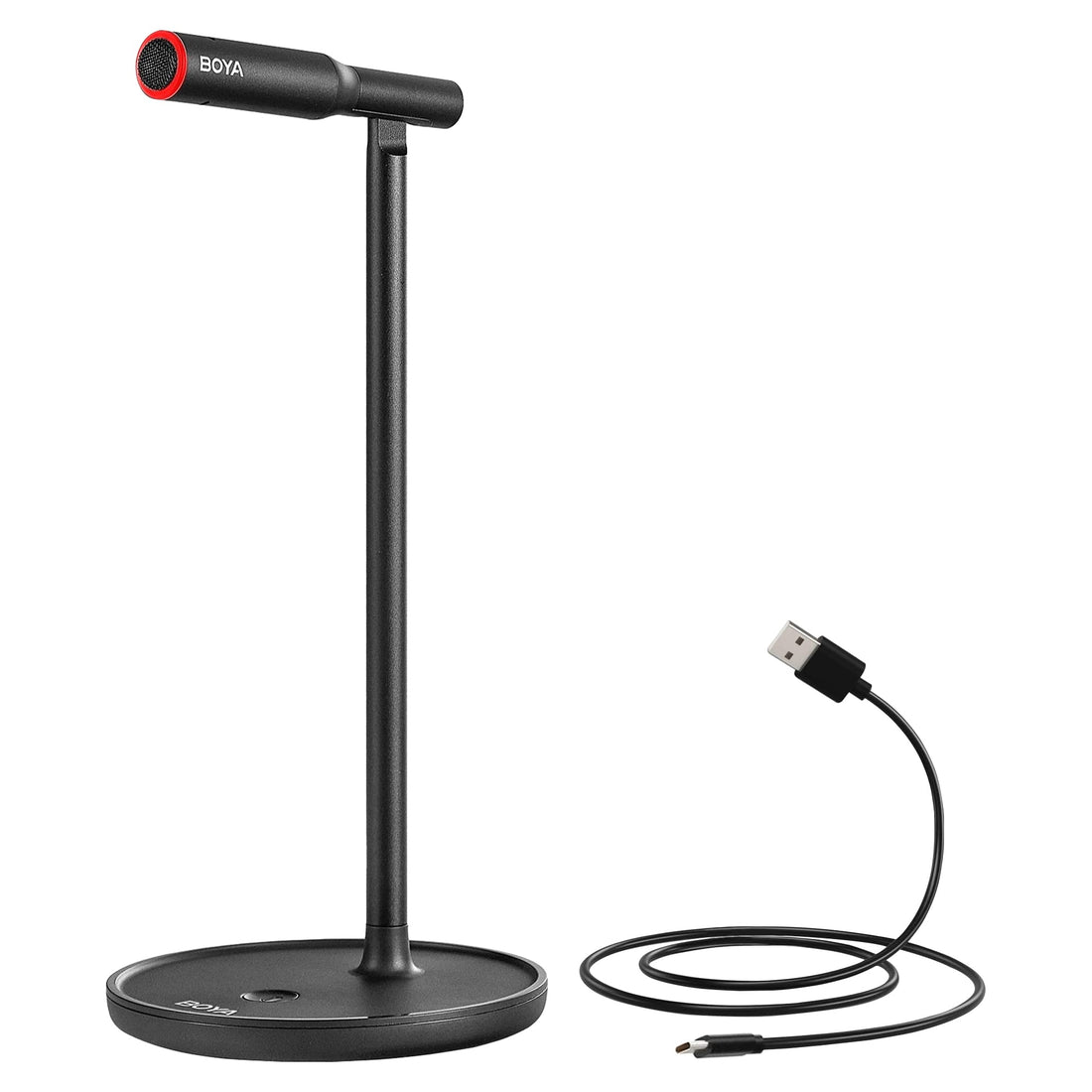 Boya BY-CM1 Microphone USB To Type- C Containing Stand Holder With Adjust Desired Angle For Multi Device - Black Red