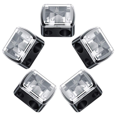Make up Sharpeners 5 Pack, 2 Holes Dual Make up Double Pencil Sharpeners Crayon Sharpeners Multipack, Cosmetic Sharpener for Eyebrow Pencil/Eye Pencil/Eye Liner/Lip Liner/Brow Pencil