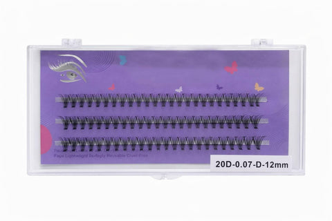 Wispy Individual Lash Clusters 60pcs, 12mm 20D Curl DIY Eyelash Extensions, Soft Lightweight Cluster Lashes with Thin Flexible Band for Natural Enhanced Look