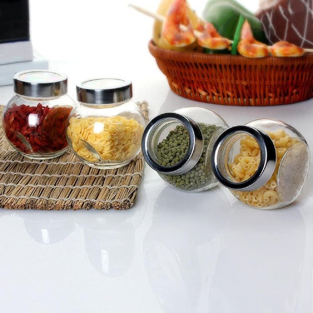 200ml Spice and Honey Storage Jar Set Spice Glass Jar with Rust Proof Air Tight Set Of 4