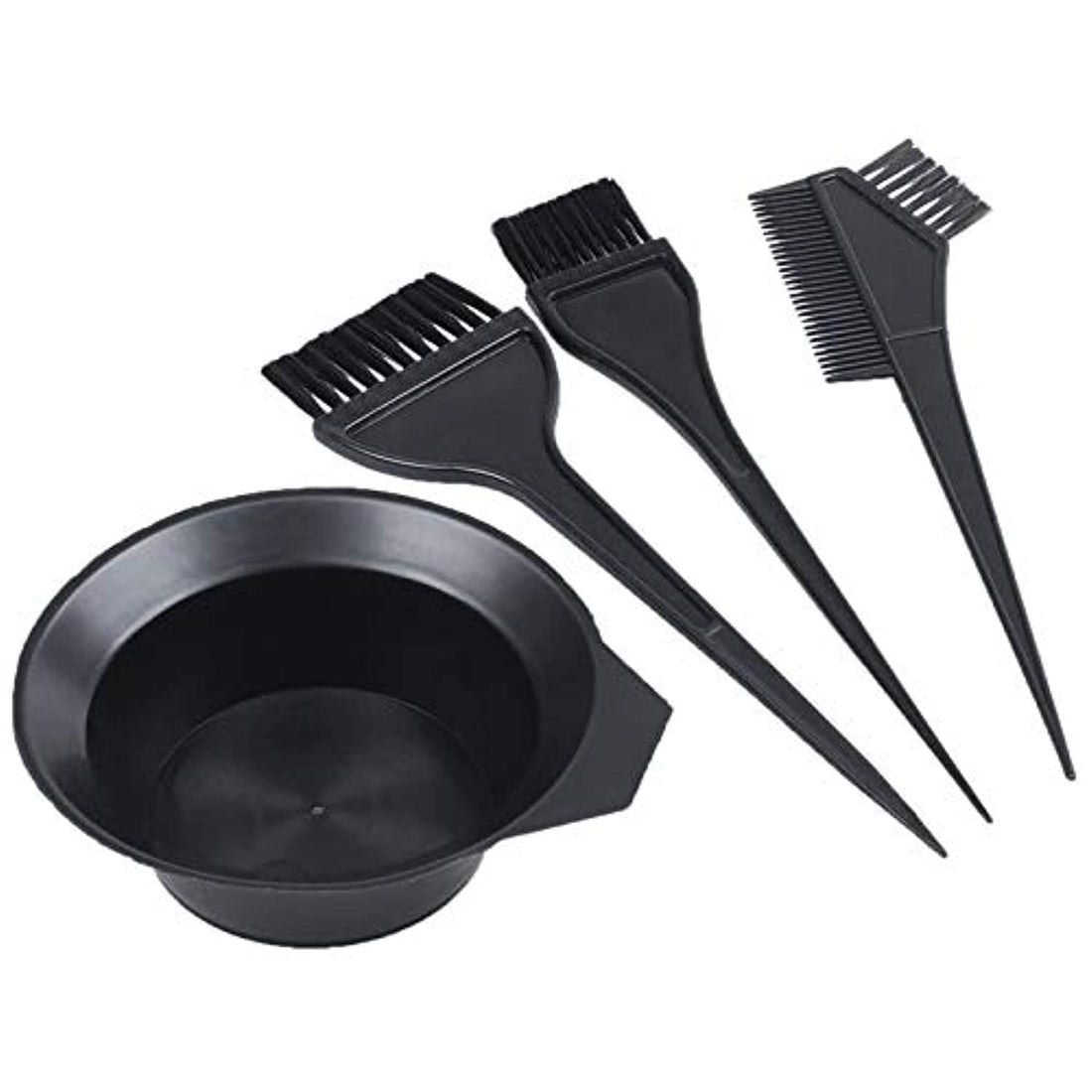 SOLDOUT 4 PCS Hair Dye Colouring Brush Comb Black Plastic Mixing Bowl Barber Salon Tint Hairdressing Brush Kit (Black, Pack of 4)