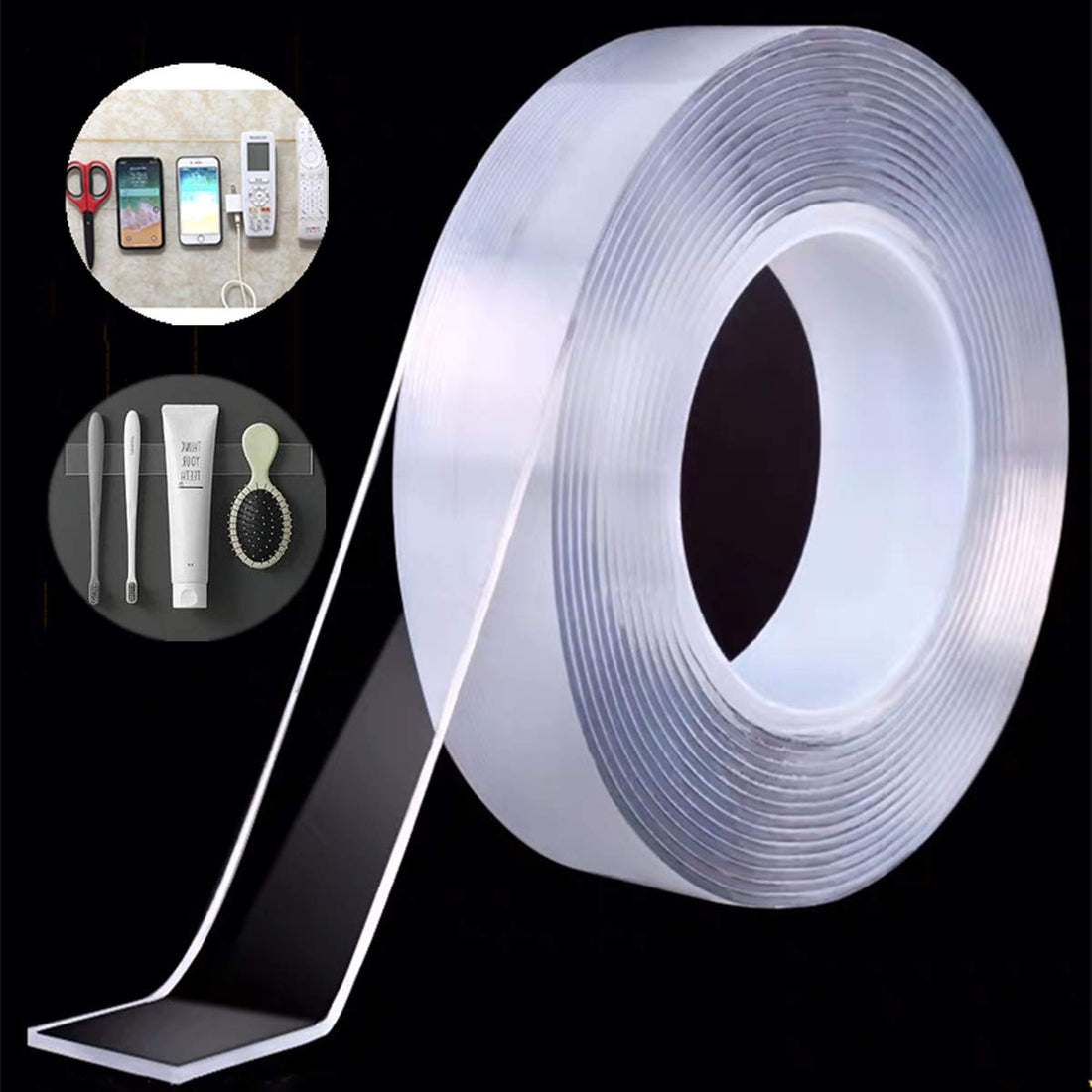 Heavy Duty Double Sided Tape,Mounting Tape, Traceless and Removable NANO Adhesive Tape, Strong Clear Double Sided Sticky Adhesive Tape for Home Decor, Fix Carpet Mats(L:9.84Ft,W: 1inch)