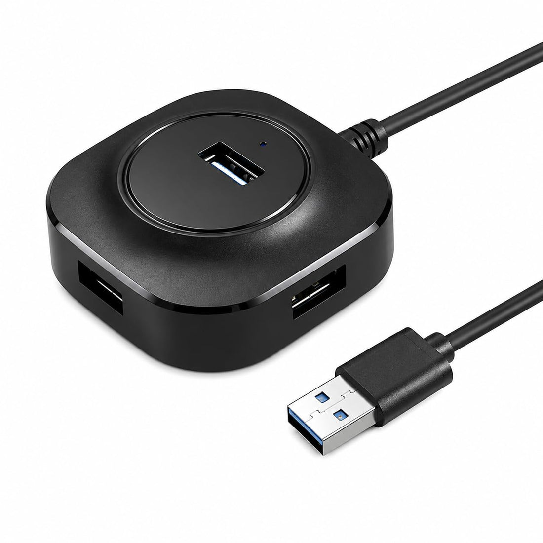 4-Port USB Hub with Micro USB Power Input – High-Speed USB Data Splitter for Laptop, PC, Phone & Tablet – Compact Portable USB Hub