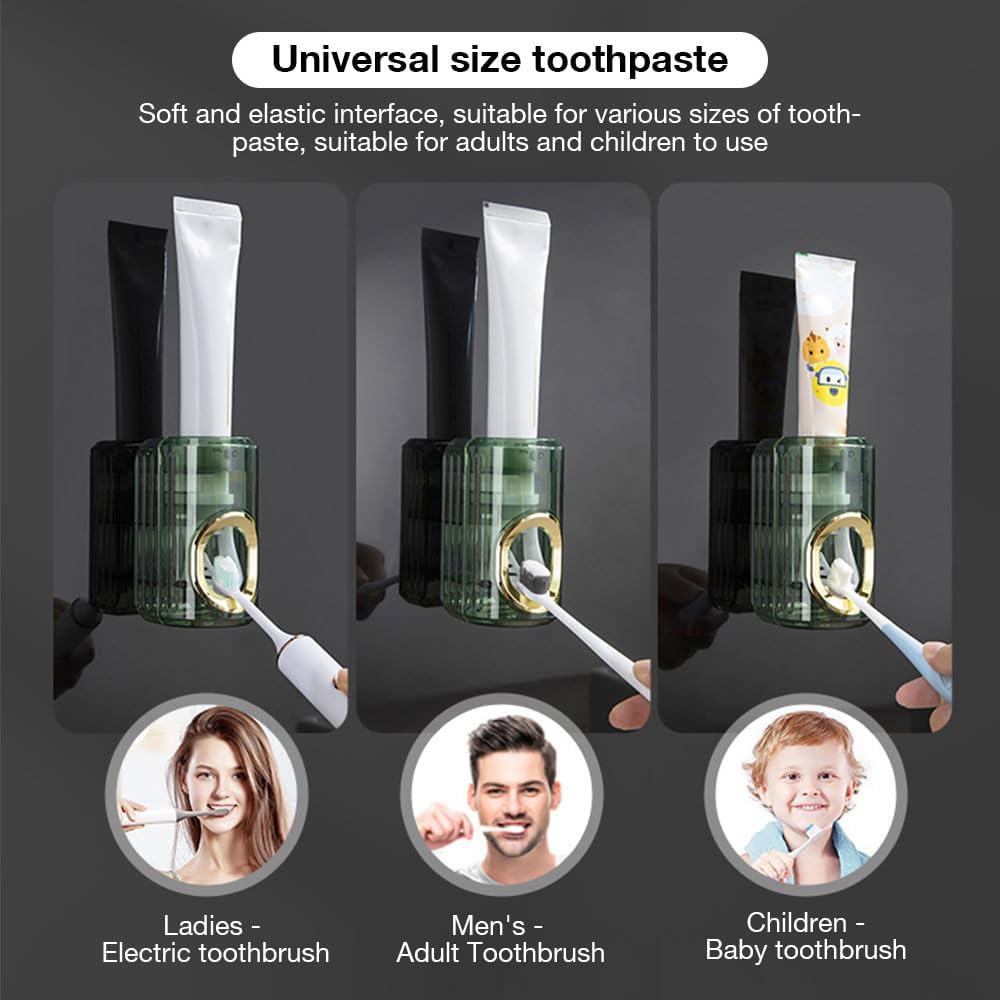 Zezzo Toothpaste Dispenser,Light Luxury Automatic Toothpaste Squeezer,2024 New Toothpaste Squeezer Dispenser,Easy-to-Remove and Clean Detachable Toothpaste Squeezer (Green)