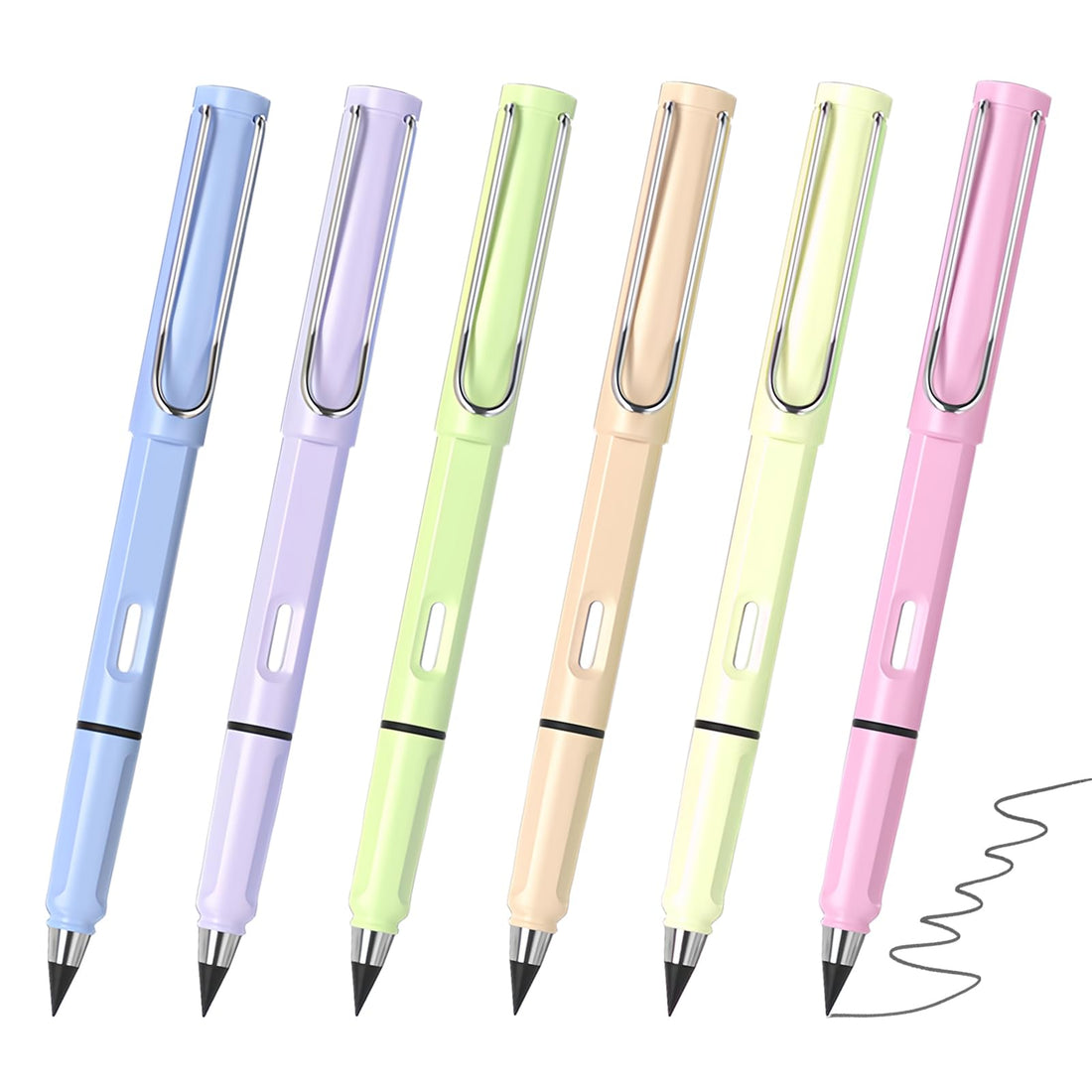 Infinity Pencils, 6pcs Never Ending Pencil Forever Pen with Eraser, Inkless Pens Eternal Everlasting Pencil No-Sharpening Sketch Drawing Pencil For Writing Drawing Drafting Home Office School Supplies