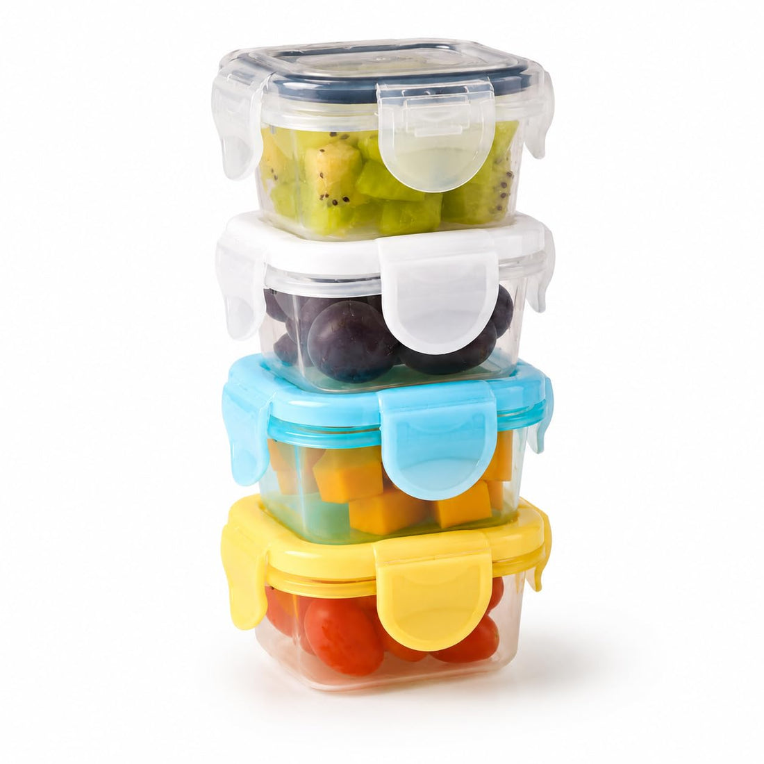 Leakproof Mini Food Containers Set, 4-Piece Sauce Cups with Secure Lids for Lunch Boxes, Dips, Dressings, Condiments, Dried Fruits, Candy and Small Snacks