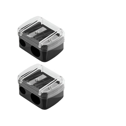 Double Hole - Versatile Sharpener for 8mm & 11mm Pencils, Stainless Steel Cutting Edge, Clear Cover for Collecting Debris, Suitable for Kohl and Lipsticks, Durable Construction, Value Pack of 2 to Use