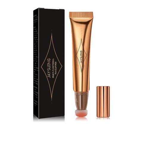 Fashion Mania Blush Beauty Wand, Matte Face With Cushion Applicator, Natural Finish Silky Smooth Creamy Makeup, Lightweight Blendable Stick for Cheek Lip (Dark Brown-Contouring Pen)