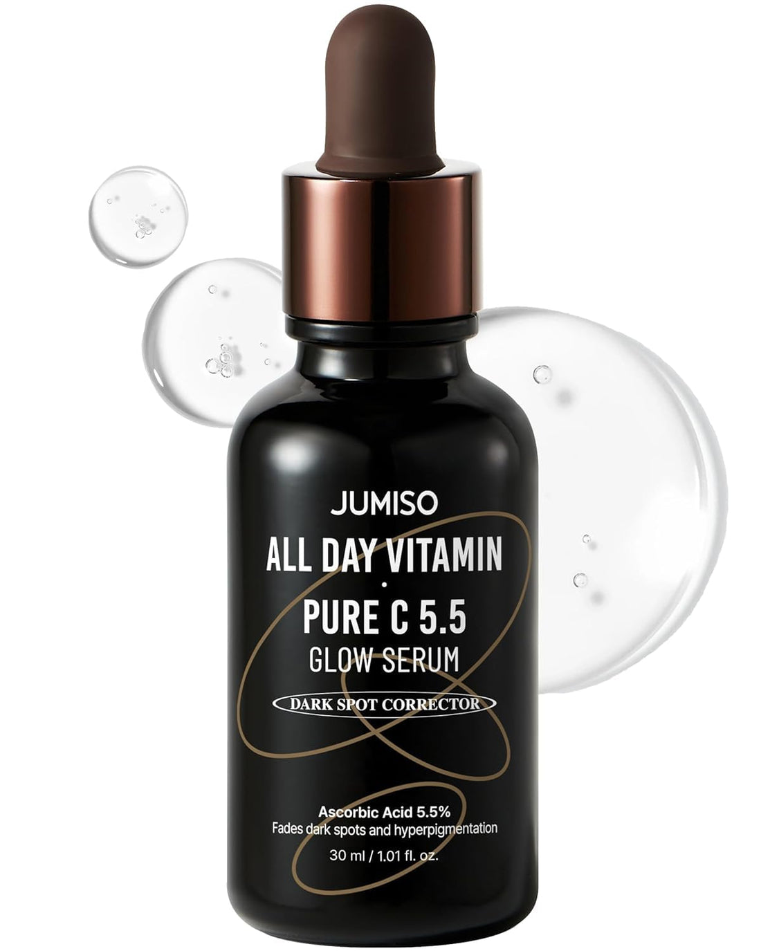 Jumiso All Day Vitamin Pure C 5.5 Glow Serum | L-ascorbic acid, Ferulic Acid, Tocopherol, Alpha Arbutin, Vitamin C serum for Dark Spots, dullness, Fine lines | fragrance-free, parabens-free | 1.01 fl