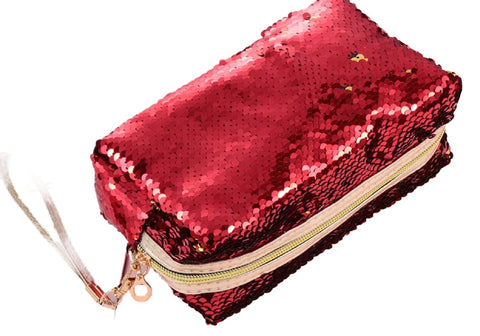 Multicolor Makeup Bag 1 Piece Color Changing Bag Sequins Pouch - Pencil & Pencil Case | Key Case, Changeable Colors for Cosmetics for Girls & Ladies (Blue&Gold)