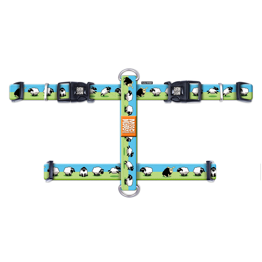 Max & Molly Urban Pets H-Harness - Design Black Sheep/M SIZE