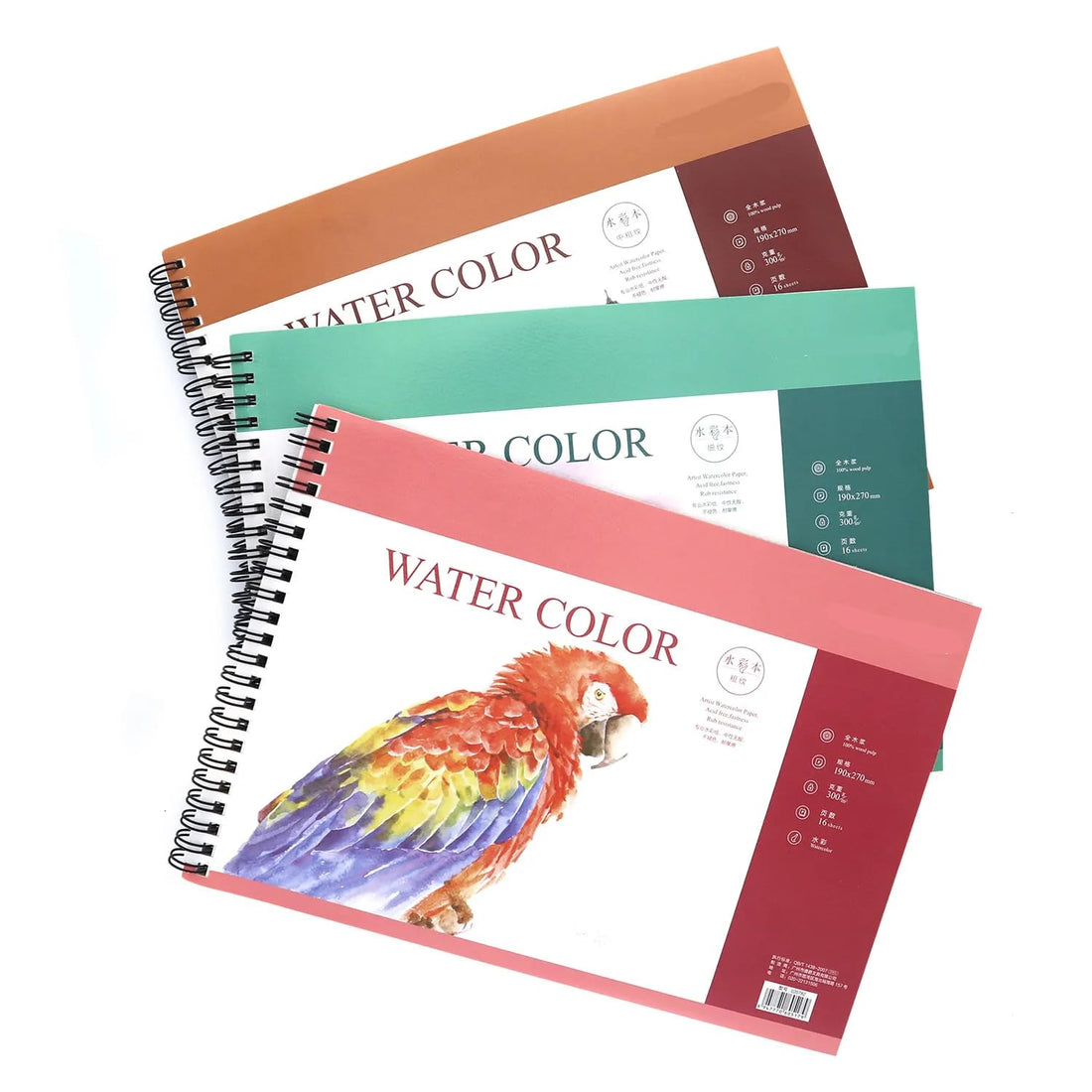 Aristotle 300g Watercolor Spiral 16 Sheet Sketch Book Green A4 for Acrylic Gouache Watercolor