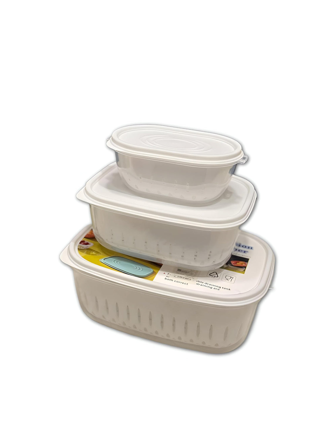 Food Container Trio - Practical and Stylish Plastic Storage Boxes for Everyday Home Use, Stackable Design Perfect for Refrigerators and Freezers, Easy to Wash