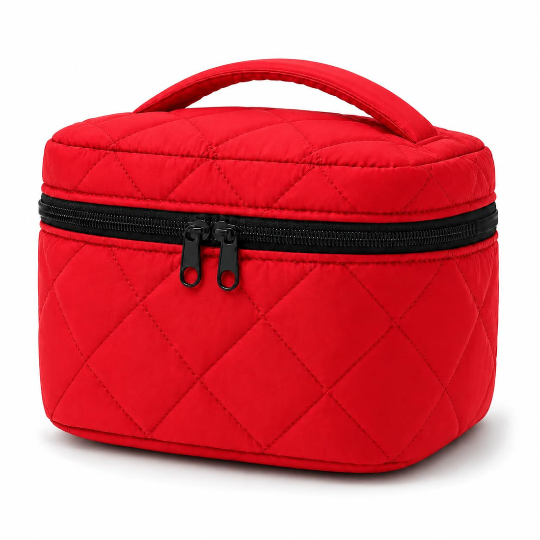 Waterproof Women Makeup Bag – Small Travel Cosmetic Bag – High Quality Leather with Durable Zipper – Cosmetic Accessories Organizer (Red Bag)