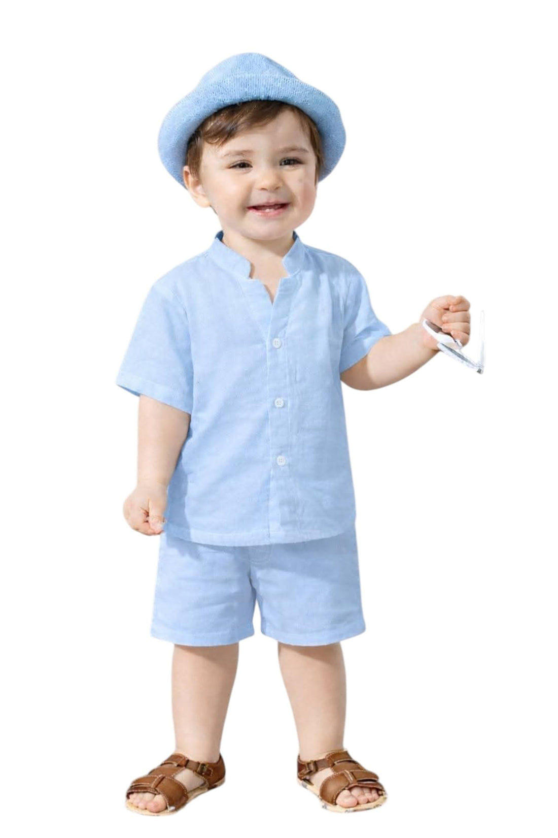 Miza Boys Spanish Linen Short Set, Half Sleeve Shirt with Shorts