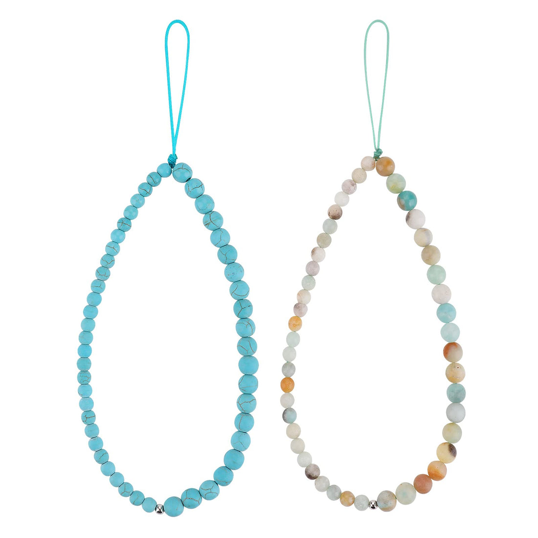 WLLHYF Pack of 2 Beads Phone Lanyard Wrist Strap Charm Mobile Phone Hanging Cord Anti-Lost Chain Phone String Beads Keyring for Women Girls Mobile Phone Decoration, Stone