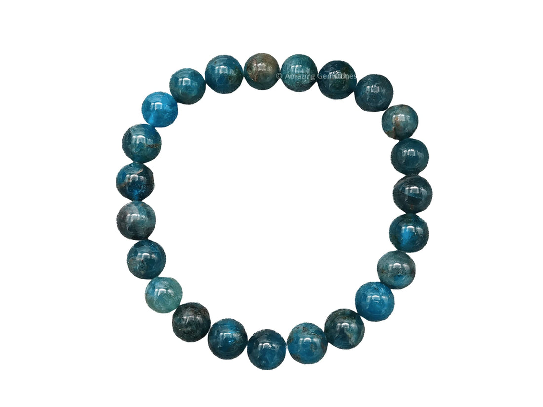 Amazing Gemstone Crystal Bracelet for Women Men Unisex Chakra Bracelets, A+ Grade Adjustable 8mm Healing Crystal Stone Beaded Bracelet, 6.7 inches, Apatite, crystal