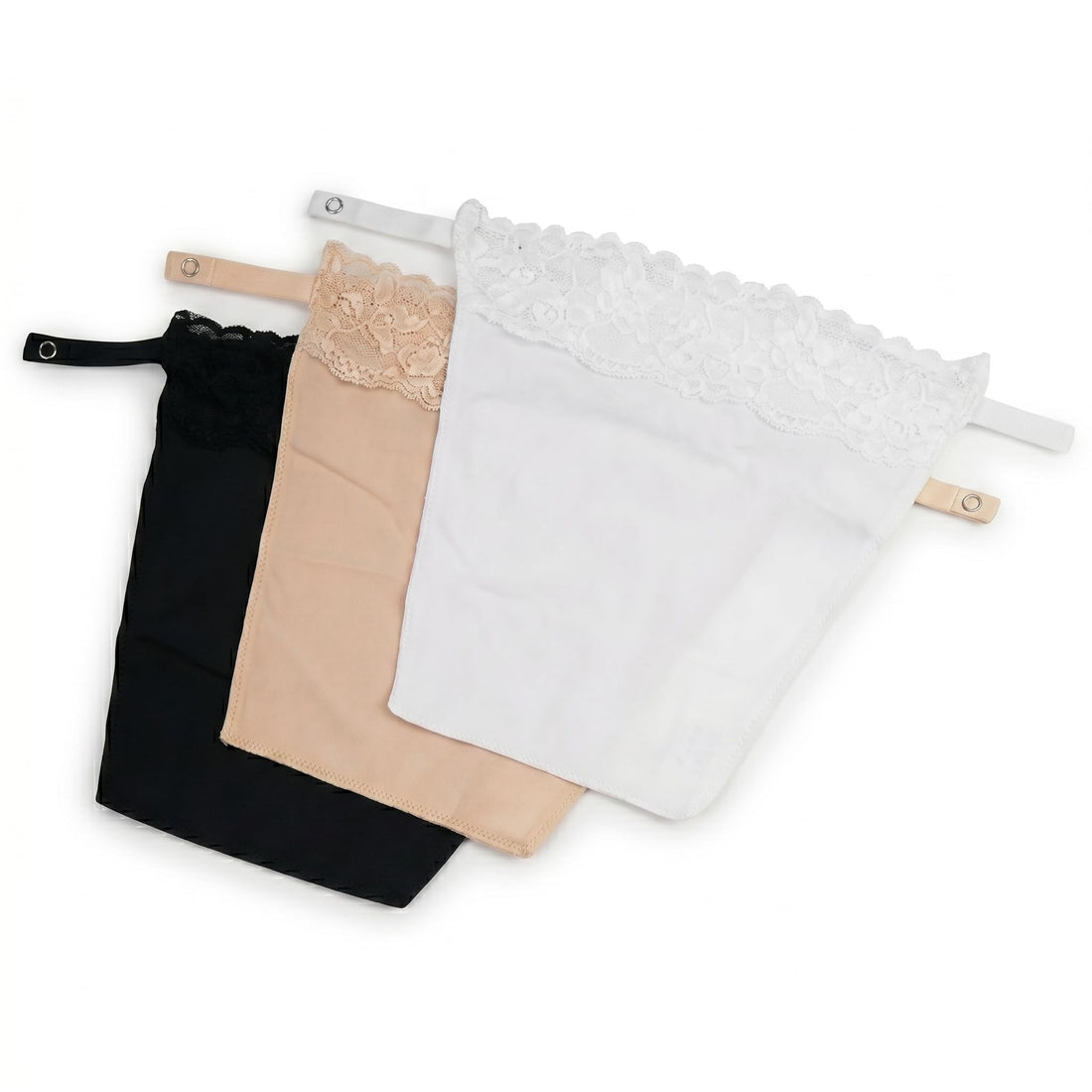 Women Chest Neck Gaiter Set with Adjustable Front Buckles Set of 3 Black White Beige Soft Breathable Cotton for Dress Open Tops Daily Use