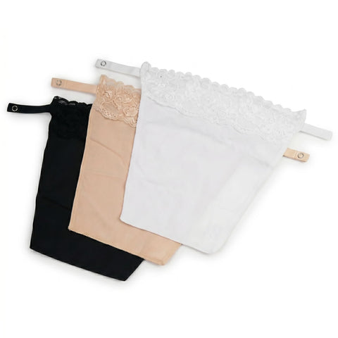 Women Chest Neck Gaiter Set with Adjustable Front Buckles Set of 3 Black White Beige Soft Breathable Cotton for Dress Open Tops Daily Use