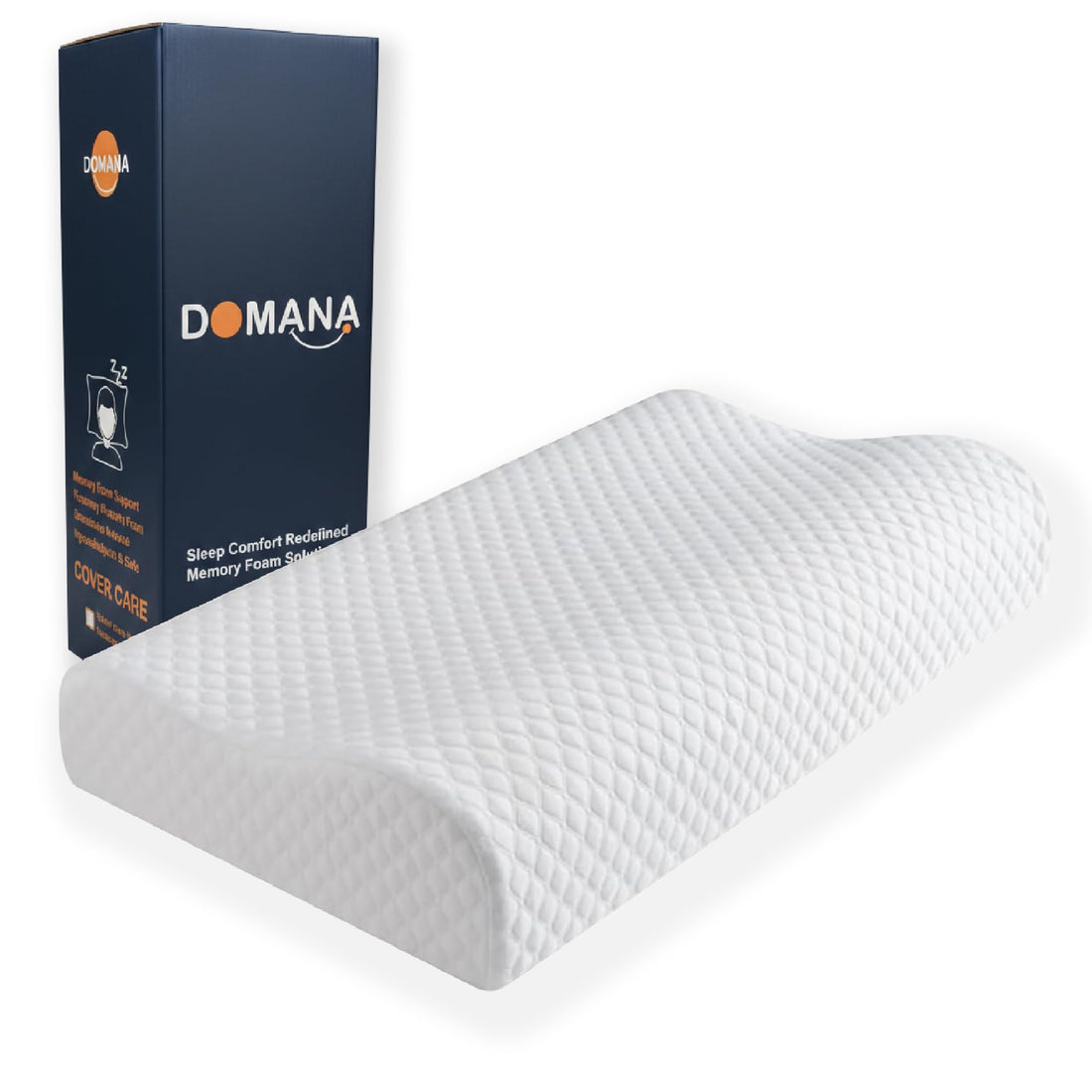 DOMANA Medical Pillow - Memory Foam Pillow for Neck and Back Pain - Ergonomic Design for Spinal Support with Washable Cover for Healthy and Comfortable Sleep (40 * 60)