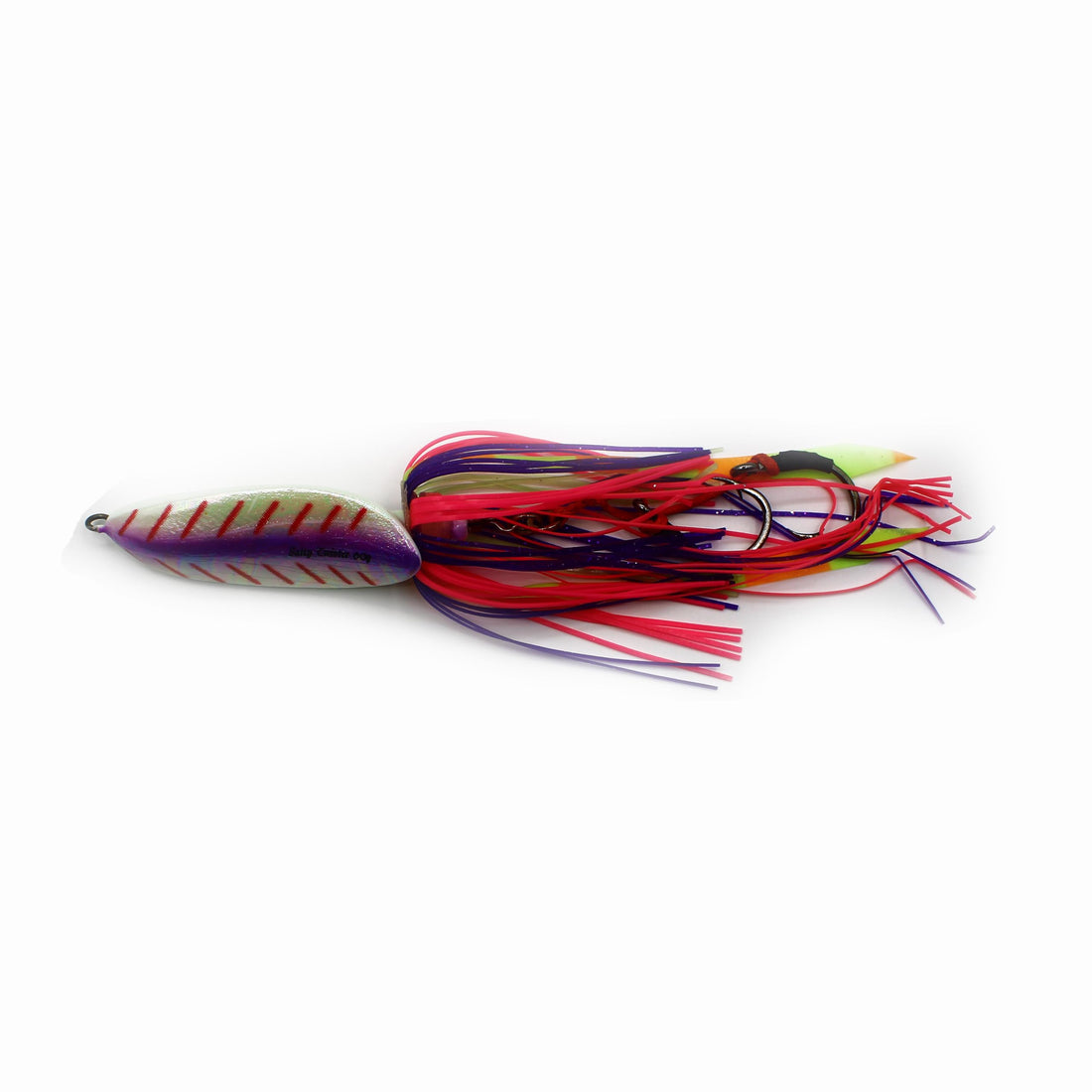 Technic Salty Twister Inchiku Jig, 60g, 2/0 Hook Size, Glow in the Dark, Metal Vertical Fishing Lure with Octopus Skirt and Twin Assist Hooks.