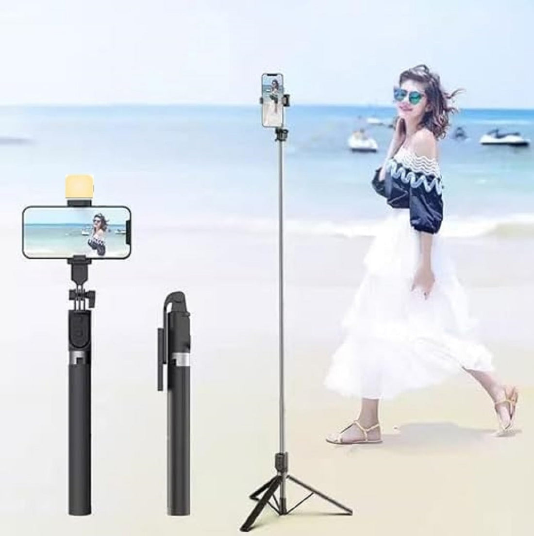 Tripod And Selfie Stick P170s Bluetooth Remote Control Mobile Phone Height Adjustable Desktop Portable Portable Indoor Outdoor Holiday Campin