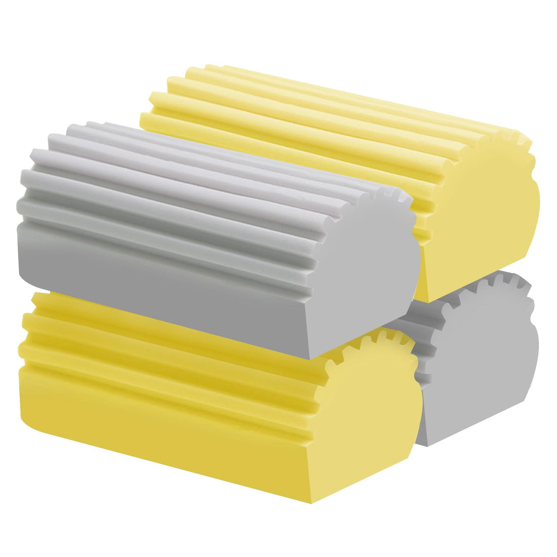 4-Pack Damp Clean Duster Sponge, PVA Sponge Cleaning Brush, Dusters for Cleaning Blinds, Vents, Ceiling Fan, Cobweb, Mirrors, Railings, Window Track Grooves and Faucets, No Dust Flying (2Grey&2yellow)
