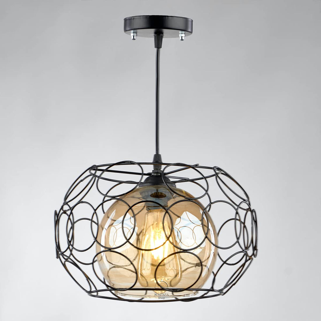 Nagafa Shop, Modern Hanging Ball Ring Black,