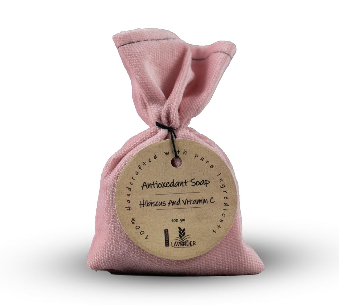 Lavender Handcrafted Antioxidant Soap, Natural Bath Bar with Hibiscus and Vitamin C, 100g