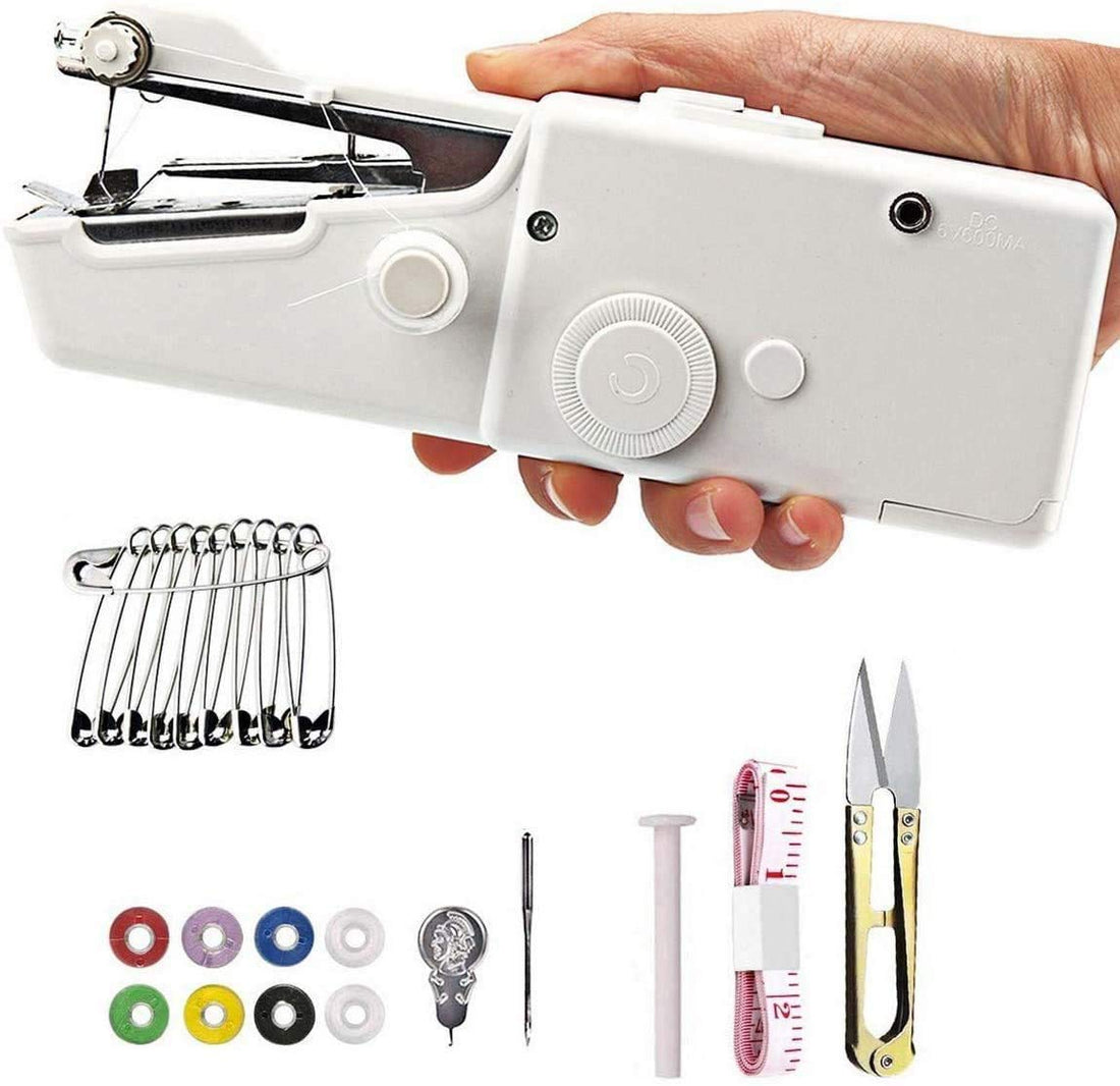 Portal Mini Handheld Sewing Machine, Quick Handy Stitch Portable Hand Stitch Cordless With accessories for Beginner Fabric (White)