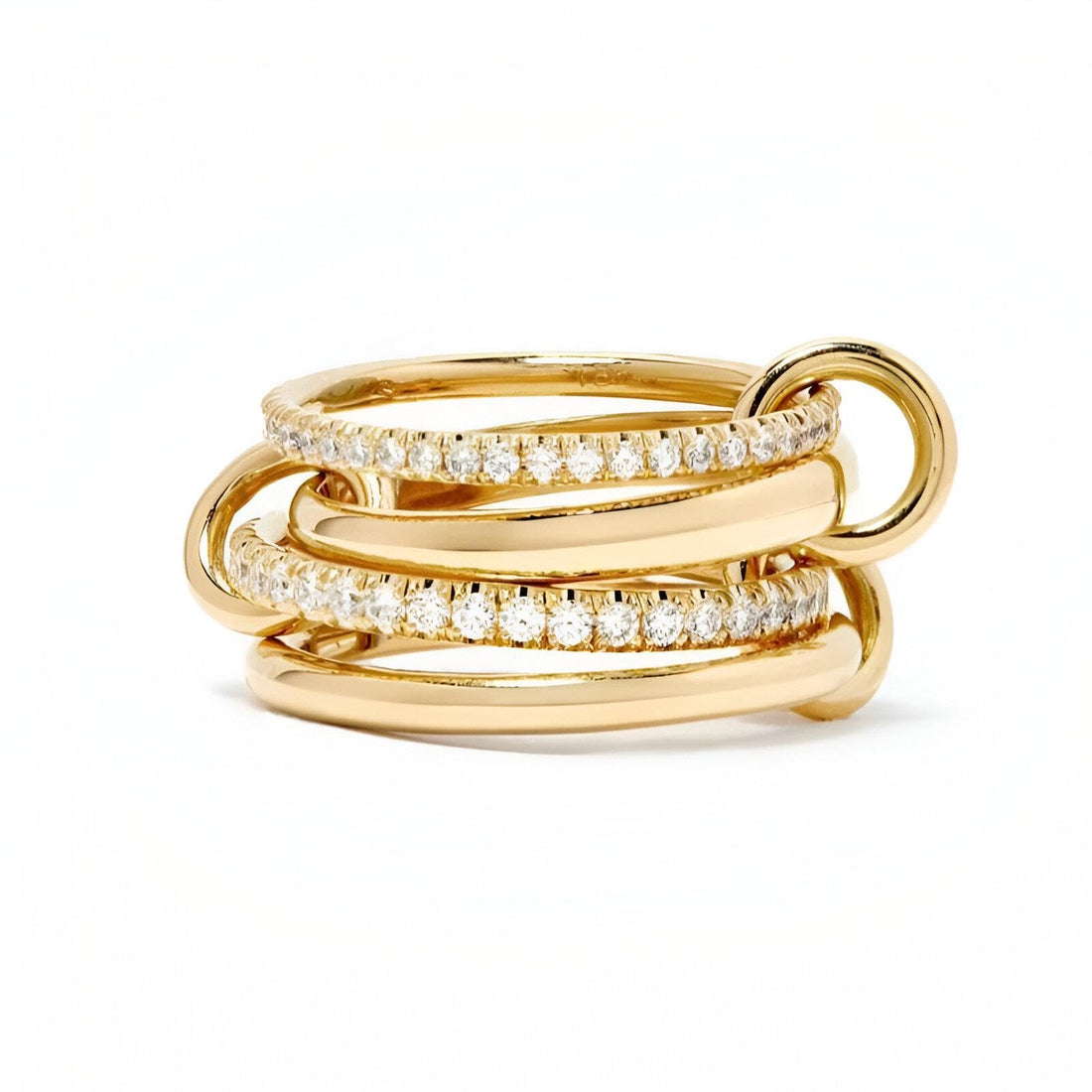 Contemporary Jewelry - Intricately crafted connected gold rings for women and girls, combining elegance with durability, making a perfect gift for modern fashion lovers and trendsetters.