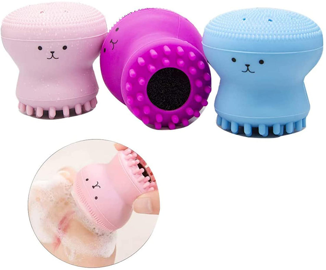 Facial Cleansing Brush Silicone Handheld Face Brush Face Exfoliating Massager Face Scrubber for Deep Cleaning Skin Massage For Exfoliating, Massage, Cleansing Soft Brush 3 Pack