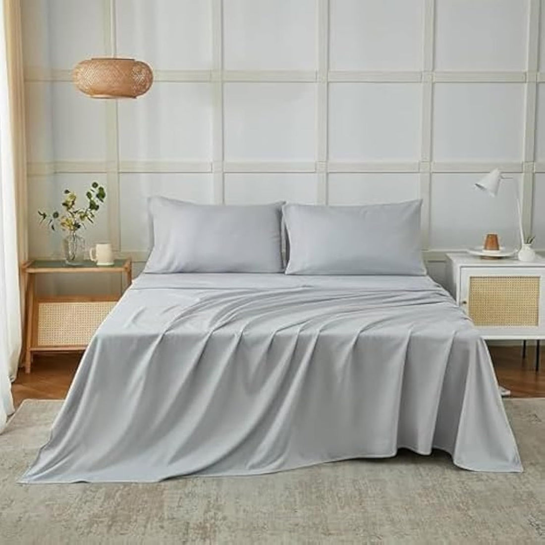 Snooze Microfiber Flat Bed Sheet Set 2pcs (Grey, 180 * 220 cm)