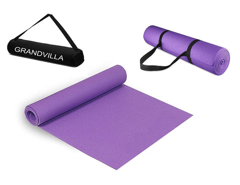 GRANDVILLA Yoga Mat for Gym Workout and Yoga Exercise with Extra Thickness, Anti-Slip Yoga Mat for Men & Women Fitness (8MM, Purple)
