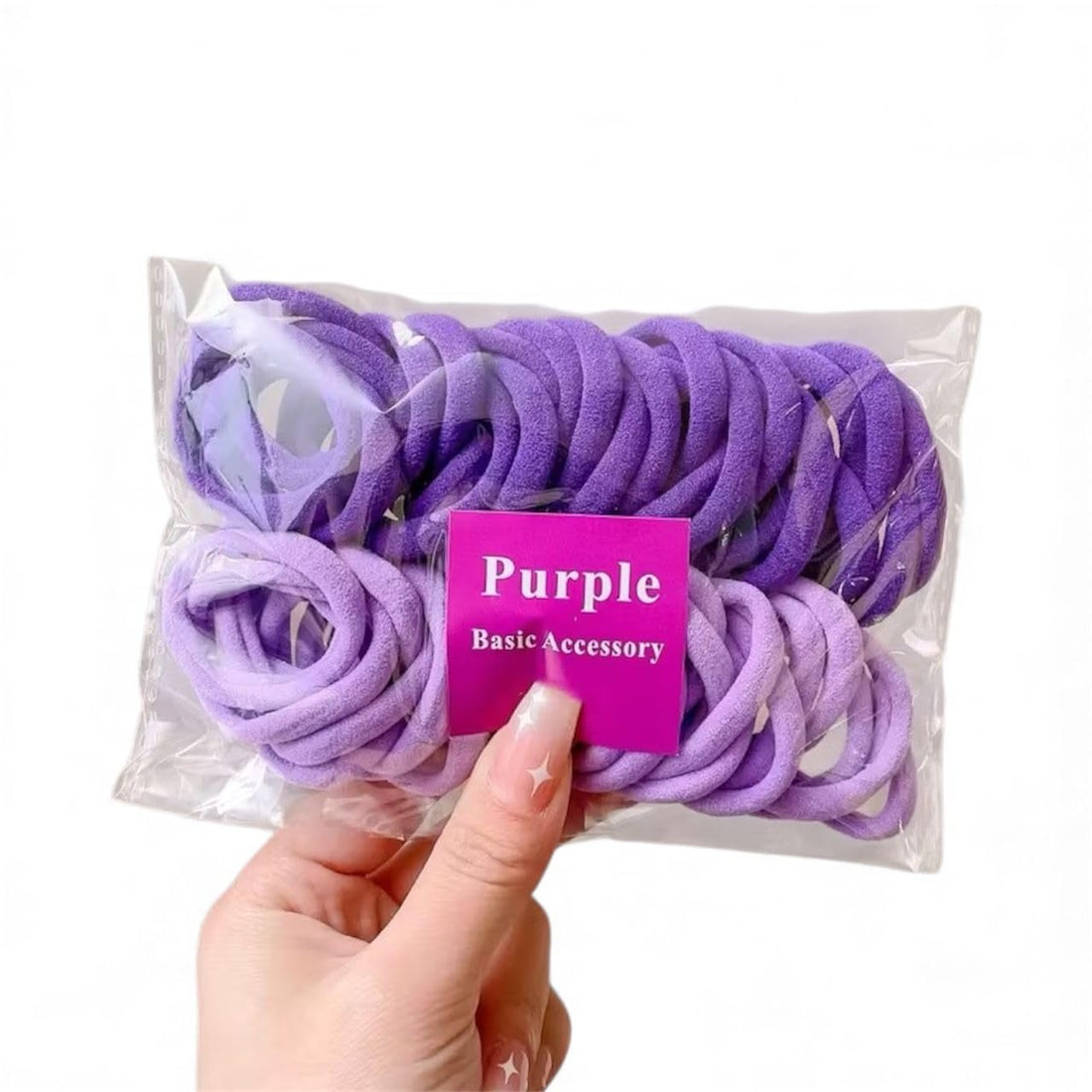 Zone Shop 50 Pieces Strong Seamless Elastic Hair Ties Korean Fashion Hair Rope Candy Color Ponytail Holder Strong Elastic Hair Ties (Violet)