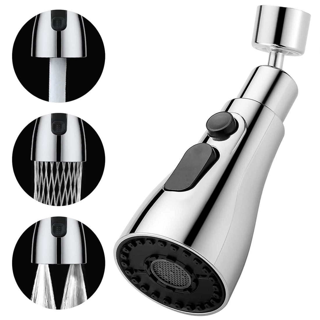 3 Modes Shower Head Kitchen Tap, Pull Out Docking Shower, Dish Rinser Hand Shower Kitchen Tap 360° Rotatable High Pressure Mixer Tap Kitchen with High Pressure Flush Button